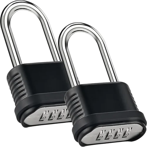 Vista 13 de 4 paquetes de candados de combinación con grillete largo - 105mm Candados de combinación resistentes, candado combinado impermeable para exteriores