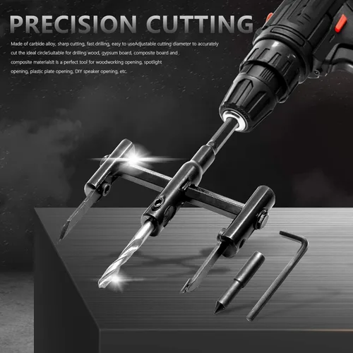 Vista 6 de Bonsicoky Broca de corte circular de sierra de agujero ajustable de 1-3/16 a 4-3/4 pulgadas, broca de corte redondo para carpintería, 1.181-4.724 in