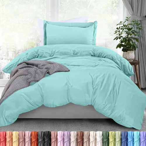 Vista 11 de Utopia Bedding Juego de funda de edredón tamaño individual - 2 piezas con cierre de cremallera - 1 funda de edredón 68X90 pulgadas y 1 funda de Beige