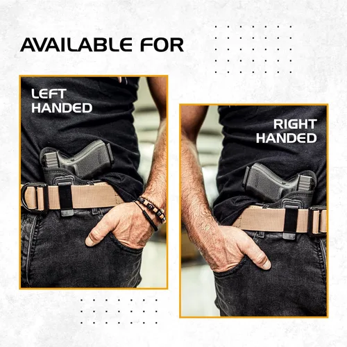 Vista 6 de IWB - Funda para pistola de Houston – Nobuck ECO de cuero oculto – Compatible con la mayoría de subcompactas 9/40/45 con láser