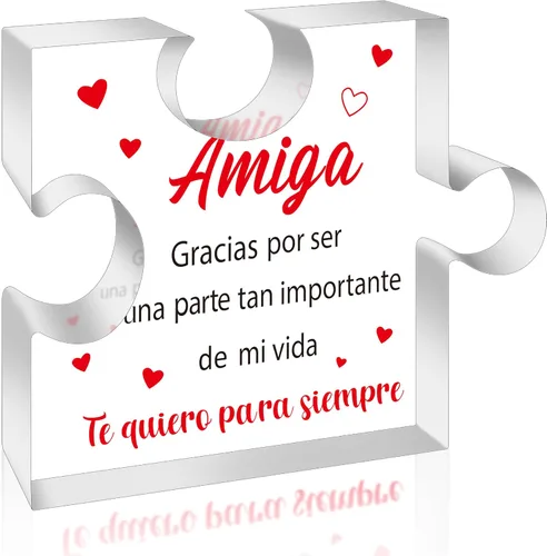 Vista 8 de Yopyame Regalos de Cumpleaños para Mamá en Español - Regalos para Mamá Placa Decorativa de Rompecabezas de Acrílico Recuerdo Pesos de Papel Regalos