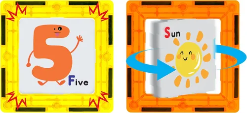 Vista 6 de PicassoTiles Bloques de construcción magnéticos con azulejos y click-in, artes gráficas educativas, juego de construcción de imán, juego