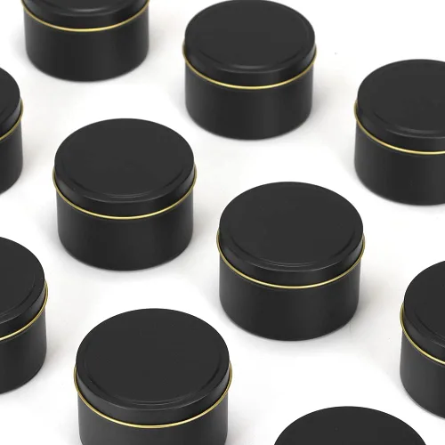 Vista 4 de SONVIIBOX Paquete de 24 latas de velas de 8 onzas, latas de velas negras para hacer velas a granel, tarros de vela de 8 onzas, tarros de lata