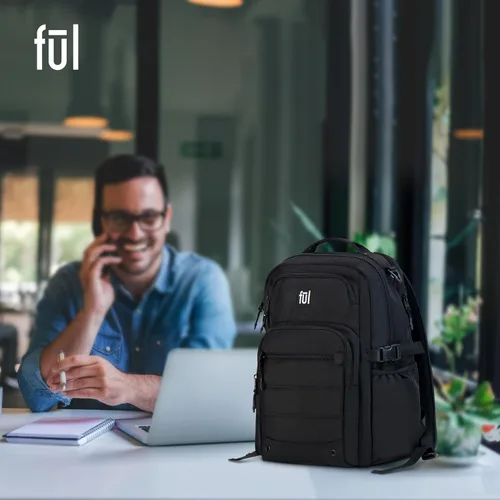 Vista 6 de FUL Tactics Collection - Mochila para laptop de 17 pulgadas, bolsa acolchada para computadora para viajes o viajes, color negro