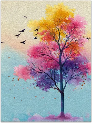 Vista 29 de VOCBAN Tree Minimalist Abstract Botanical Prints Scenery Canvas Wall Art Print Paintings Modern Landscape Pictures Wall Decor Canvas Painting blue