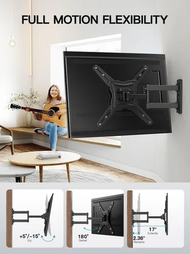 Vista 6 de Pipishell Soporte de pared para TV de movimiento completo para televisores planos o curvos de 26 a 60 pulgadas de hasta 77 libras, soporte de pared