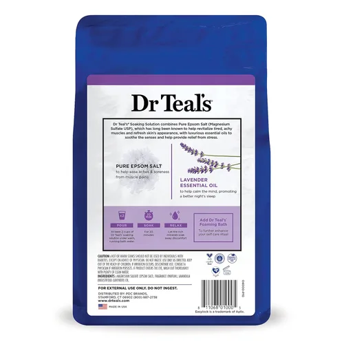 Vista 10 de Dr Teal's Sal de Epsom y magnesio remojo, calma y duerme con lavanda, 3 libras (paquete de 4)