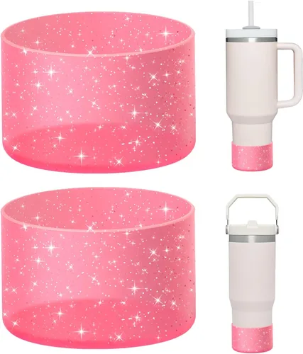Vista 20 de WUQID Paquete de 2 fundas de silicona brillantes compatibles con Stanley Quencher Adventure de 40 onzas y Stanley IceFlow de 20 onzas y 30 onzas