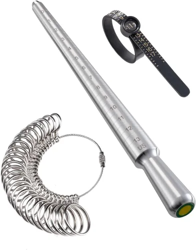 Vista 12 de Meowoo Juego de herramientas de medición de tamaño de anillo, medidores de anillo con mandril medidor de tamaño de dedos, herramientas de medición