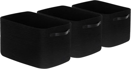 Vista 8 de MINTWOOD Design Paquete de 3 canastas de almacenamiento para estantes, canastas decorativas para organizar, canastas tejidas para almacenamiento