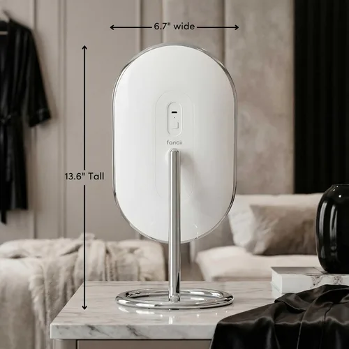 Vista 6 de Fancii Vera Espejo de Maquillaje Iluminado con LED Recargable, Espejo Cosmético Inalámbrico con 3 Ajustes de Luz Regulables, Aumento Dual (Cromo)