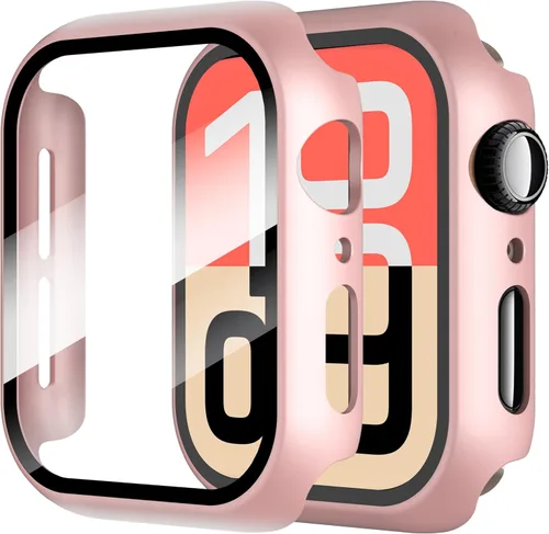 Vista 25 de Diruite Juego de 2 fundas para Apple Watch Series 3/2/1 de 38mm, protector de pantalla de vidrio templado ultradelgado de todo alrededor para iWatch