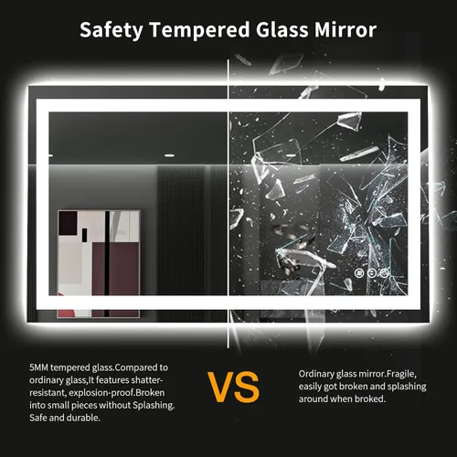 Vista 97 de LOAAO Espejo de baño LED de 28 x 36 pulgadas con luces, antiniebla, regulable, retroiluminado + iluminado frontal, espejo de tocador de baño