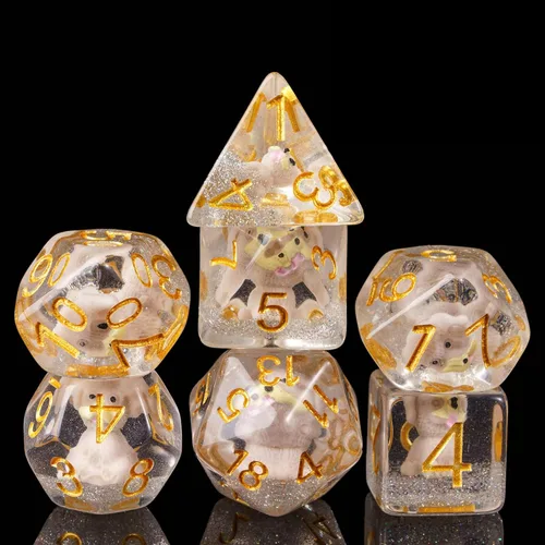Vista 21 de Cusdie Dados DND de 7 Dados, Juego de Dados Poliédricos Rellenos con Animal, para Juego de Rol D&D Dados (Águila)