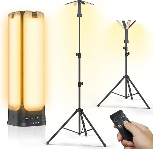 Vista 11 de Clemas Luces de camping con control remoto y soporte de 6 pies, 14000 mAh recargable linterna de campamento luz de tienda de campaña, luz de trabajo
