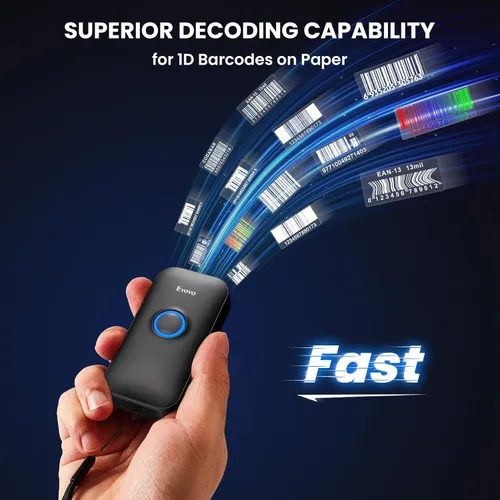 Vista 4 de Eyoyo Mini escáner de código de barras Bluetooth 1D, 3 en 1 USB con cable y Bluetooth y lector de código de barras inalámbrico de 2.4 G, escaneo