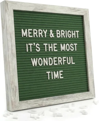 Vista 13 de C Crystal Lemon - Tablero de fieltro para letras, 10 x 10 pulgadas, tablero de madera para mensajes intercambiables, marco de madera, montaje