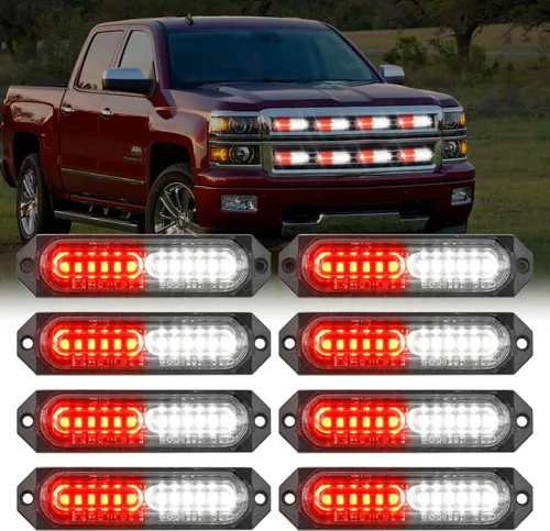 Vista 12 de Nilight 8 luces estroboscópicas LED con controlador 12 V 24 V función de sincronización verde luz de advertencia de peligro de emergencia 12 24 LED