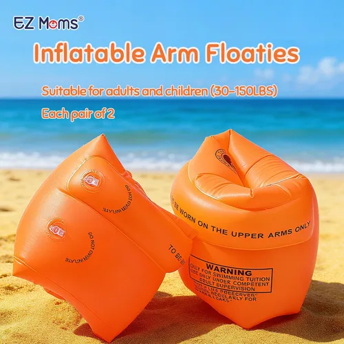 Vista 8 de EZ Moms Baby Swim Essentials Bundle - 2 Pack Reusable Swim Diapers and 2 Pack Toddler Arm Floaties (30150 LBS) Set, Large Size Snap Adjustable