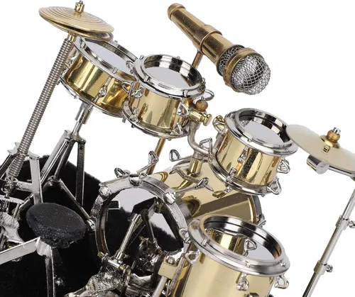 Vista 8 de Pssopp Mini modelo de tambor en miniatura Instrumento musical conjunto de tambores pantalla modelo decoración de instrumentos de escritorio