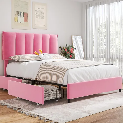 Vista 30 de VECELO Base de cama de tamaño individual con cajón de almacenamiento, base de cama de plataforma resistente con cabecera y fuerte soporte de Negro