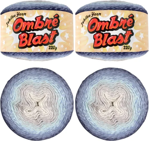 Vista 27 de JubileeYarn Hilo Ombré Blast - 220g/pastel Algodón Peso Bebé - Cripta de Hielo - 1 Pastel 119 Cripta de hielo