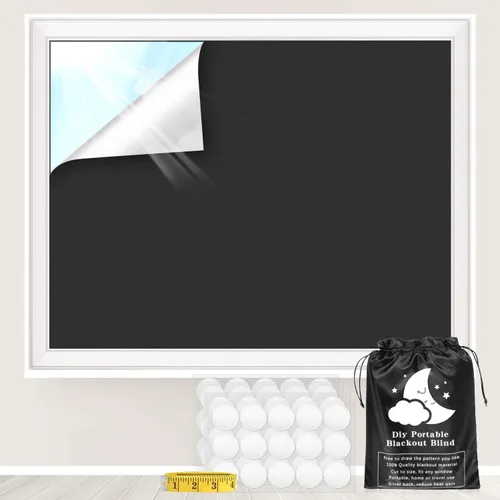 Vista 13 de Cortinas opacas, cortina portátil para ventana, 100 % opacas, oscurecimiento de la habitación, cortinas de bloqueo de luz para dormitorio, sala