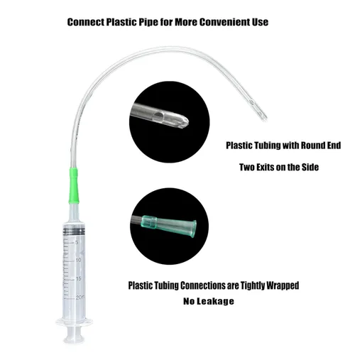 Vista 4 de 4 jeringas de plástico de 0.7 fl oz con 1 tubo de plástico de 13 pulgadas, jeringa para líquido en laboratorio científico, alimentación de mascotas