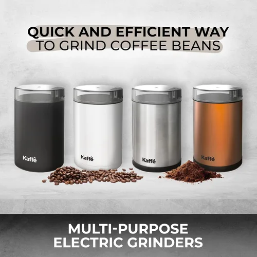 Vista 4 de Molinillo de Café Eléctrico Kaffe. Los Mejores Molinillos de Café para Uso Doméstico. (14 Tazas) Fácil Encendido/Apagado con Cepillo de Limpieza