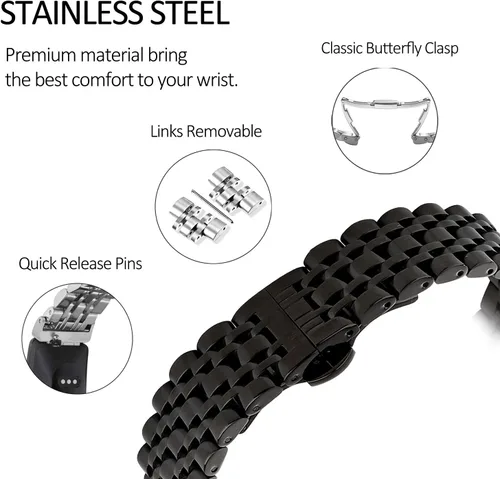 Vista 4 de Chofit Metal Bracelet Compatible with Fitbit Inspire/Inspire HR/Inspire 2 Bands, Stainless Steel Replacement Strap Wristband Accessories for Inspire