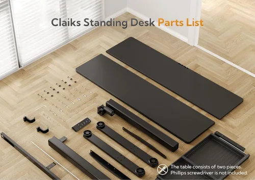 Vista 9 de Claiks Escritorio de pie con cajones, escritorio eléctrico de pie con altura ajustable, estación de trabajo para computadora de escritorio, 40 Negro