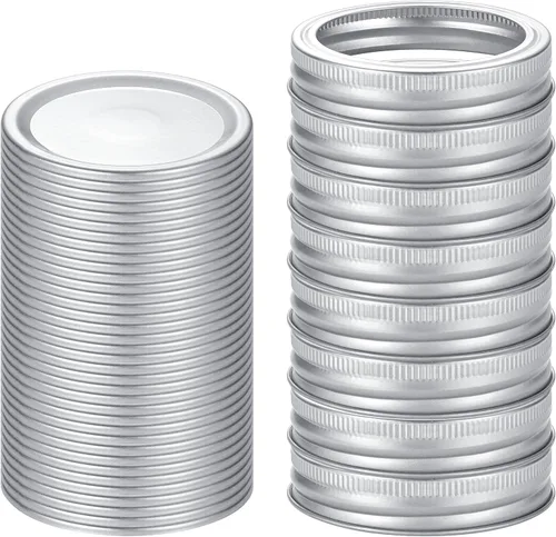 Vista 7 de Tapas para conservas Ball Kerr con anillos - Tapas y anillos divididos, material de grado alimenticio, 100% ajuste y hermético para frascos de boca