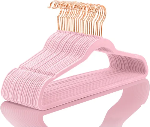 Vista 16 de MIZGI Perchas de Terciopelo Premium (Paquete de 50) Resistentes – Percha de Traje de Fieltro Antideslizante Verde Azulado/Turquesa – Ganchos de Oro