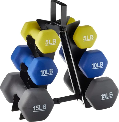 Vista 20 de Amazon Basics - Mancuerna de entrenamiento de fácil agarre, con revestimiento de neopreno, disponibles en varios juegos y pesos