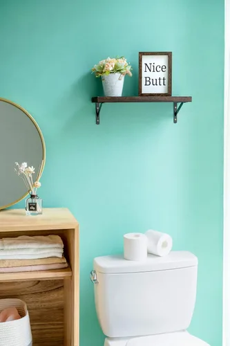 Vista 5 de Dahey Cesta tejida de macramé para almacenamiento de inodoro y 1 paquete de decoración de pared de baño de granja para baño, cuarto de servicio