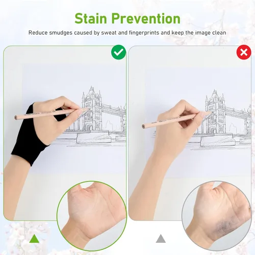 Vista 3 de OTraki 4 Pack Artist Drawing Gloves for Digital Tablet Paper Sketching