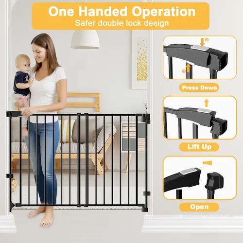 Vista 5 de DEARBB Puerta de bebé de 29.5 a 43.3 pulgadas, sin barra inferior, puerta grande para pasar, cierre automático, montaje en pared de metal