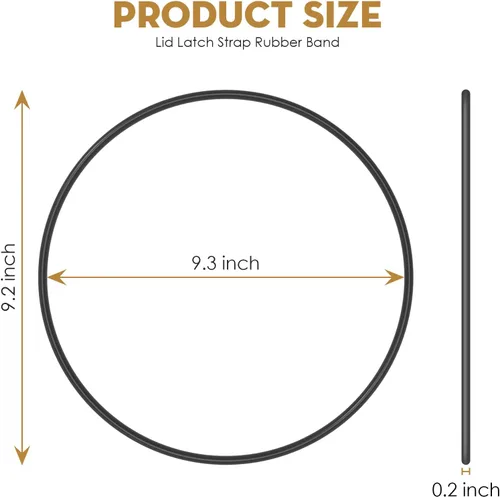 Vista 2 de Paquete de 2 correas de goma negras para tapa de 6,7,8 cuartos de galón, se adapta a Hamilton Beach Crock Pot olla de cocción lenta WHT