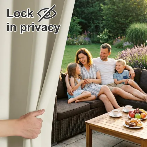 Vista 3 de RYB HOME Cortinas Impermeables para Exteriores - Bloqueo de Luz Solar Resistente al Viento Privacidad Terraza Exterior para Patio Porche Balcón
