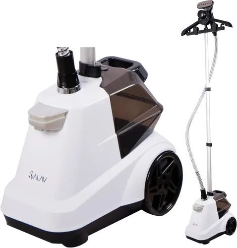 Vista 2 de SALAV X3A - Vaporizador de ropa comercial de tamaño completo resistente con pedales y tanque de agua extragrande de 3 litros (101.5 onzas) (blanco)