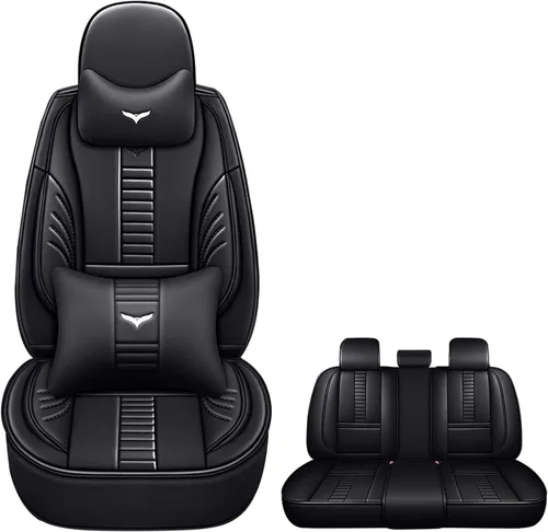 Vista 17 de Fundas de asiento delantero para Volkswagen 1999-2025 95% modelos, protección de banco frontal 3D compatible con bolsa de aire lateral línea negra