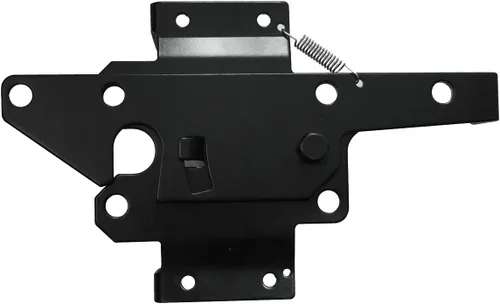 Vista 4 de Pestillo de puerta autobloqueante, montaje en poste resistente, palanca de gravedad automática, cerradura de puerta de valla de madera/PVC