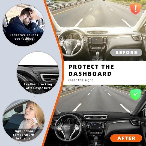 Vista 5 de KEYOOG Cubierta de tablero para K-ia Soul 2013-2010 (para conducción a la izquierda), alfombrilla antirreflejos, protector solar antideslizante Negro