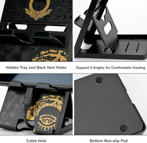 Vista 6 de Tscope Lindo soporte de interruptor para Nintendo, para Zleda Tears of The Kingdom Switch 2 Lite soporte, soporte ajustable, plegable, portátil