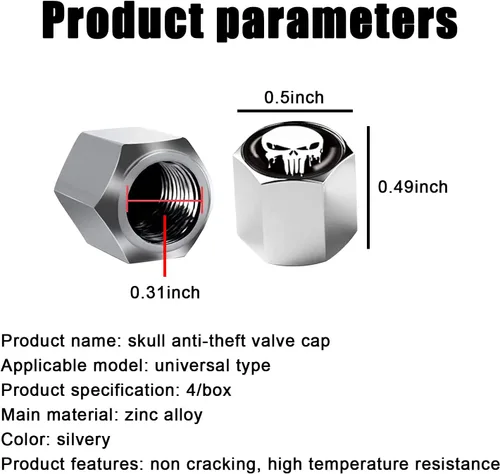 Vista 2 de Fogfar Paquete de 4 tapas de vástago de válvula de automóvil, tapones universales para válvulas de aire de neumáticos de automóvil, cubiertas