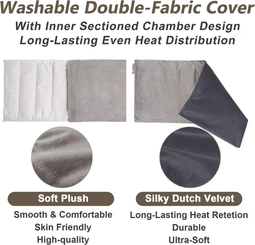 Vista 3 de Almohadilla térmica apta para microondas con funda lavable, 6 x 12 pulgadas, almohadilla de calor húmedo para el cuello, hombros, calambres, alivio