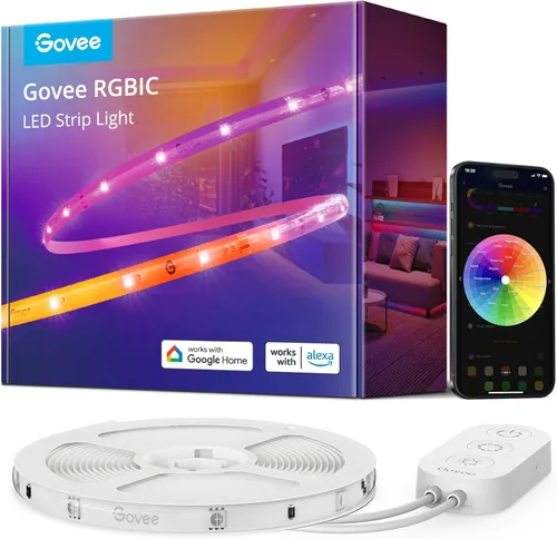 Vista 8 de Govee - Tira de luces LED RGBIC de 65.6 pies para dormitorio, tiras de luces inteligentes compatibles con Alexa, luces LED que cambian
