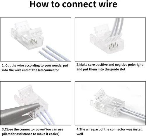Vista 6 de VIPMOON 12 conectores de tira de luz LED sin soldadura de 3 pines de 0.315 in, conector rápido de tira a cable para tiras de luces LED WS2811
