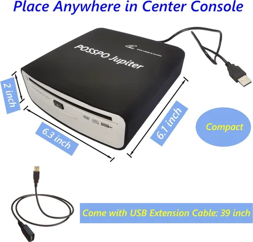 Vista 7 de Reproductor de CD DVD para automóvil con puerto USB, puerto AUX, reproductor de CD externo portátil que se conecta a automóvil, computadora