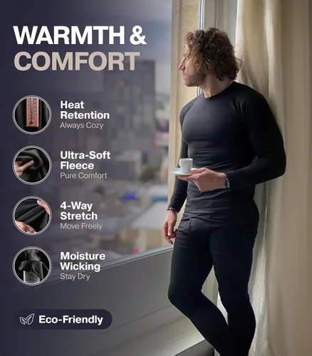 Vista 2 de Thermajohn - Ropa interior térmica, calzoncillos largos para hombre con forro de vellón para clima frío